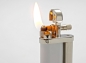 Preview: Pearl Eddie Pfeife Feuerzeug Chrome & White nachfüllbar, Neuware schräge Flamme