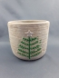 Mobile Preview: Blumentopf Keramik grau grün mit Tannenbaum