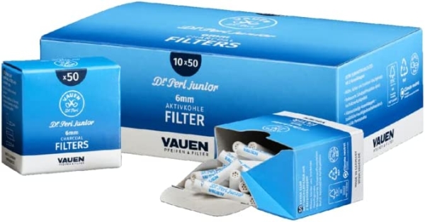 VAUEN Dr. Perl 6mm Filter - Aktivkohle 10 x 50 Filter Dreher- und Pfeifenfilter