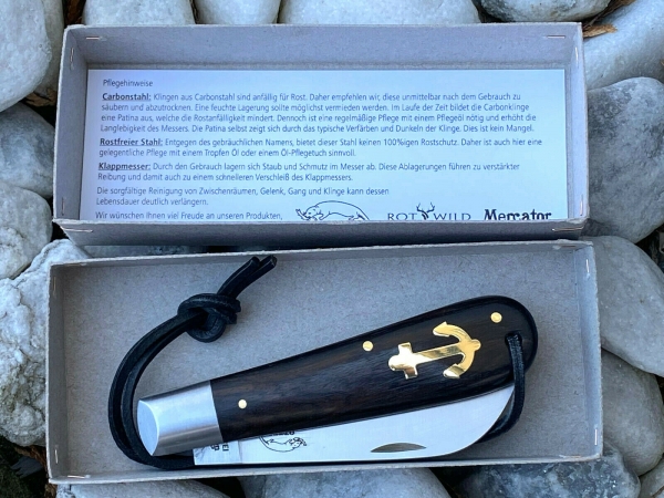 Otter Anker Messer groß Stahl 1.4034 mit Lederband Handmade in Solingen