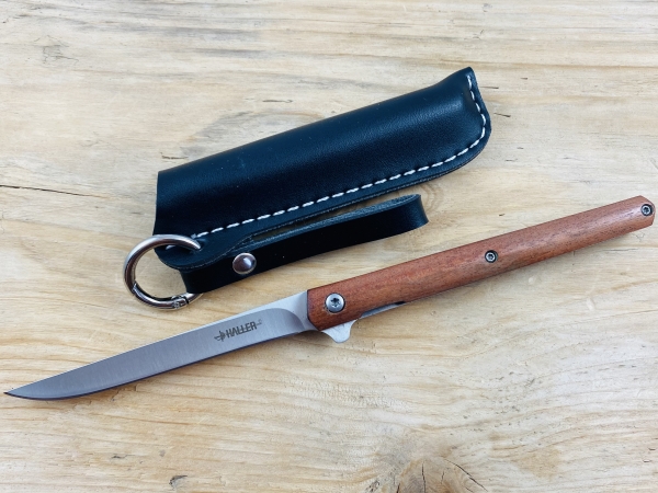 Haller Messer elegant und praktisch in Lederhülle - Sandelholzgriff