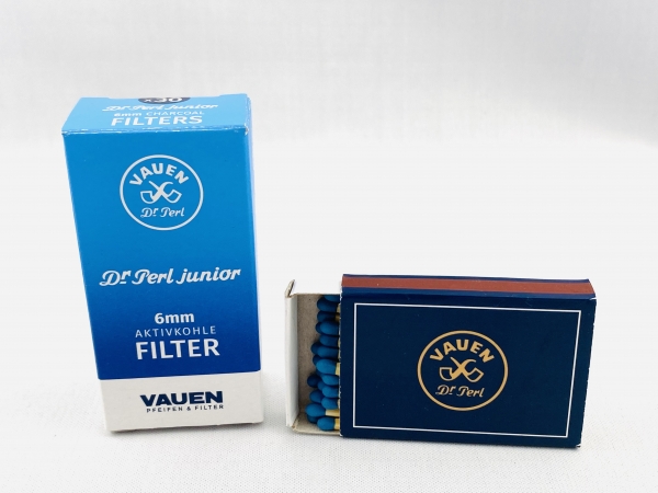 VAUEN Dr. Perl 6mm Filter - Aktivkohle 1 x 30 Filter + Gratis VAUEN Streichhölzer