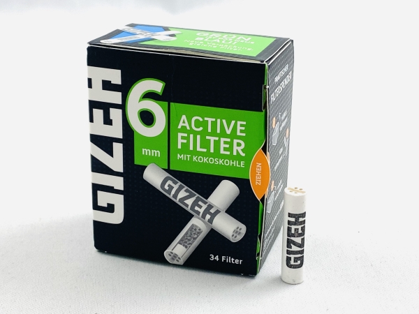 Gizeh Active Filter Slim 1x34er Ø 6 mm Joint Tips Dreher Pfeife Aktivkohle
