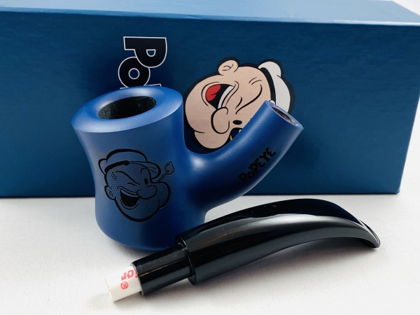 VAUEN Popeye Pfeife blau Gebogen - 9mm Filter Made in Germany