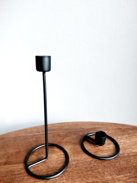 minimalistische Kerzenständer in schwarz 2er Set rund
