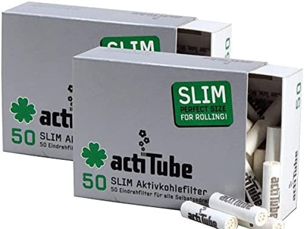 actiTube Tune Aktivkohle Filter Slim Tips 7mm das Orginal 2 x 50er Packung
