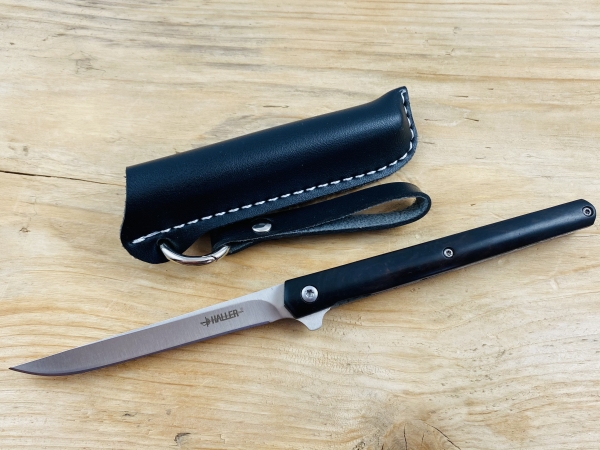 Haller Messer elegant und praktisch in Lederhülle - Ebenholzgriff